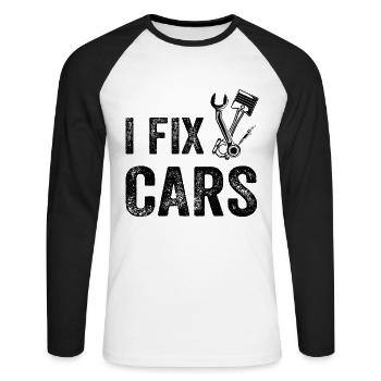 I Fix Cars - Car Mechanic Funny Mechanic - Unisex Long Sleeve Baseball T-Shirt - white/black - Front - Nik (191cm)
