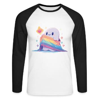 Gespenst Lgbt Geist Lgbt Fahne - Unisex Baseballshirt langarm - Weiß/Schwarz - Vorne - Nik (191cm)
