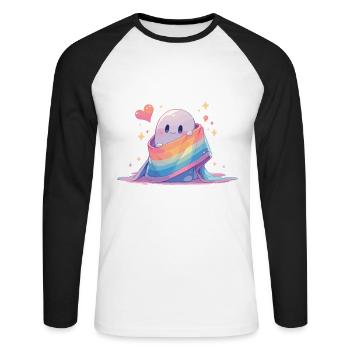 Gespenst Lgbt Geist Lgbt Fahne - Unisex Baseballshirt langarm - Weiß/Schwarz - Vorne - Nik (191cm)