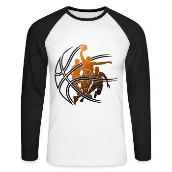 JOUEUR DE BASKET-BALL - T-shirt baseball manches longues Homme - blanc/noir - Devant - Nik (191cm)