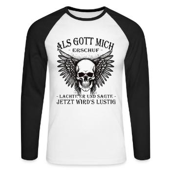 Motorrad | Motorradfahrer & Biker Spüche - Unisex Baseballshirt langarm - Weiß/Schwarz - Vorne - Nik (191cm)