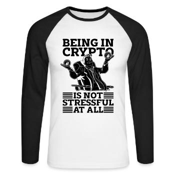 Être en crypto est crypto-monnaies crypto trader - T-shirt baseball manches longues Homme - blanc/noir - Devant - Nik (191cm)