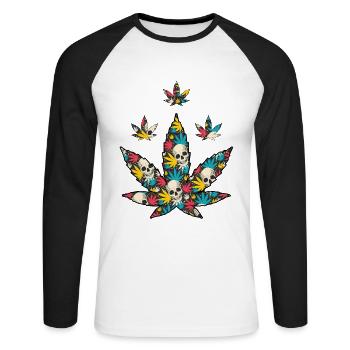 Cannabis Marijuana Weed Smoking - Unisex Long Sleeve Baseball T-Shirt - white/black - Front - Nik (191cm)