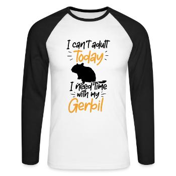 Besoin de temps avec gerbille rongeur Gerbille - T-shirt baseball manches longues Homme - blanc/noir - Devant - Nik (191cm)