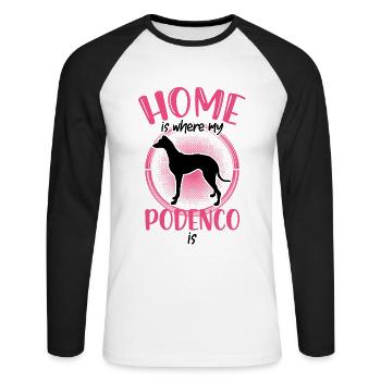 Home is where my Podenco is Ibizan Hound - Unisex Long Sleeve Baseball T-Shirt - white/black - Front - Nik (191cm)