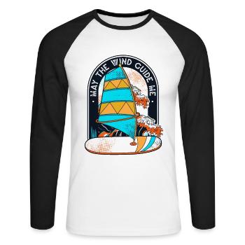 Que le vent me guide Surfeur Sports nautiques - T-shirt baseball manches longues Homme - blanc/noir - Devant - Nik (191cm)