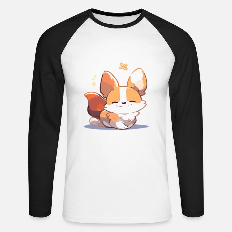 Corgi Hund - Unisex Baseballshirt langarm - Weiß/Schwarz