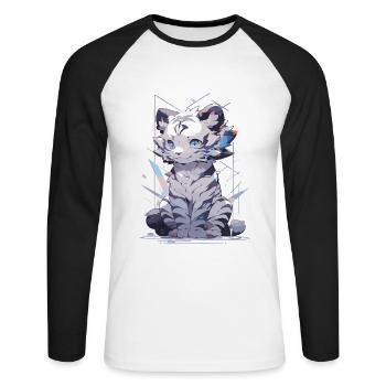 White Tiger Tiger Big Cat Baby Tiger Cat - Unisex Long Sleeve Baseball T-Shirt - white/black - Front - Nik (191cm)