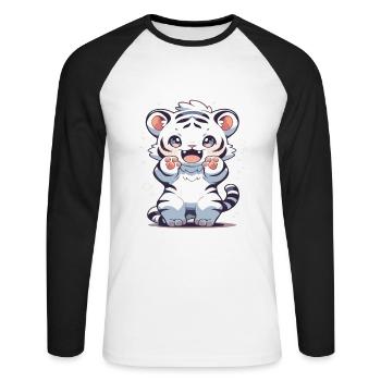 White Tiger Tiger Big Cat Baby Tiger Cat - Unisex Long Sleeve Baseball T-Shirt - white/black - Front - Nik (191cm)