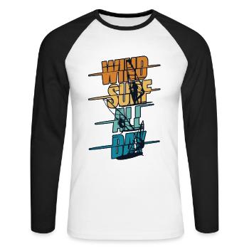 Planche à voile Toute la journée Sports nautiques Surfeurs Surfeurs - T-shirt baseball manches longues Homme - blanc/noir - Devant - Nik (191cm)