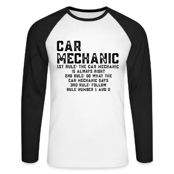 Car Mechanic Rule - The Car Mechanic Is Always Rig - Unisex Long Sleeve Baseball T-Shirt - white/black - Front - Nik (191cm)