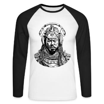 Echoes of the Future: Musical Future Samurai - Unisex Long Sleeve Baseball T-Shirt - white/black - Front - Nik (191cm)