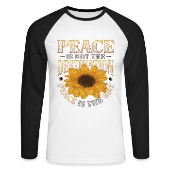 Peace is not the goal, peace is the way - Unisex Long Sleeve Baseball T-Shirt - white/black - Front - Nik (191cm)