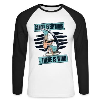 Annuler tout ce qu’il y a de sports nautiques éoliens - T-shirt baseball manches longues Homme - blanc/noir - Devant - Nik (191cm)