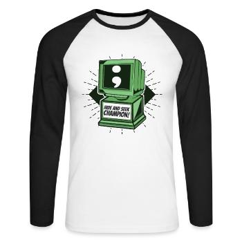 Hide And Seek Champion Software Engineer Coder - Unisex Long Sleeve Baseball T-Shirt - white/black - Front - Nik (191cm)