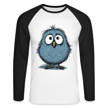 ein süßer lustiger Vogel - Unisex Baseballshirt langarm - Weiß/Schwarz - Vorne - Nik (191cm)