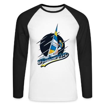 Windsurfers, surfeurs, surfeurs, sports nautiques - T-shirt baseball manches longues Homme - blanc/noir - Devant - Nik (191cm)