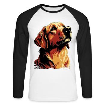 Labrador Dogs Maman et Labfather Papa Golden - T-shirt baseball manches longues Homme - blanc/noir - Devant - Nik (191cm)