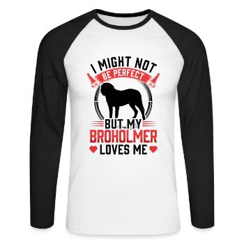 Mon Broholmer n’est pas parfait Broholmer - T-shirt baseball manches longues Homme - blanc/noir - Devant - Nik (191cm)