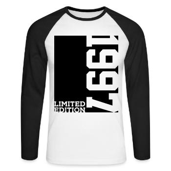 LIMITED EDITION 1997 29TH BIRTHDAY - Unisex Long Sleeve Baseball T-Shirt - white/black - Front - Nik (191cm)