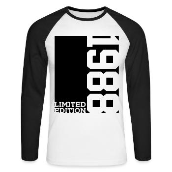 LIMITED EDITION 1988 38TH BIRTHDAY - Unisex Long Sleeve Baseball T-Shirt - white/black - Front - Nik (191cm)