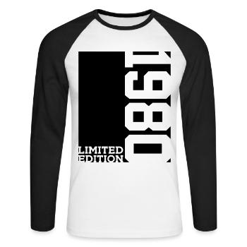 LIMITED EDITION 1980 46TH BIRTHDAY - Unisex Long Sleeve Baseball T-Shirt - white/black - Front - Nik (191cm)