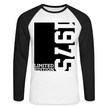 ÉDITION LIMITÉE 51E ANNIVERSAIRE 1975 - T-shirt baseball manches longues Homme - blanc/noir - Devant - Nik (191cm)