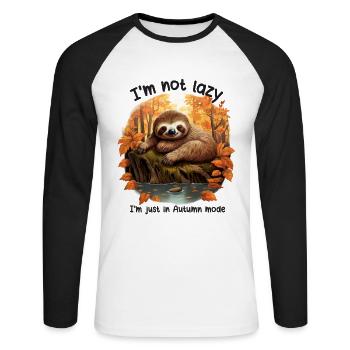 Joli paresseux design d’automne au bord du lac pour les paresseux - T-shirt baseball manches longues Homme - blanc/noir - Devant - Nik (191cm)