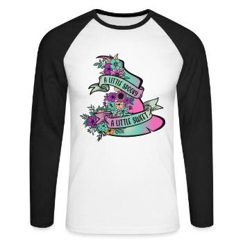 Joli chapeau de sorcière avec des fleurs: Halloween pour les femmes - T-shirt baseball manches longues Homme - blanc/noir - Devant - Nik (191cm)