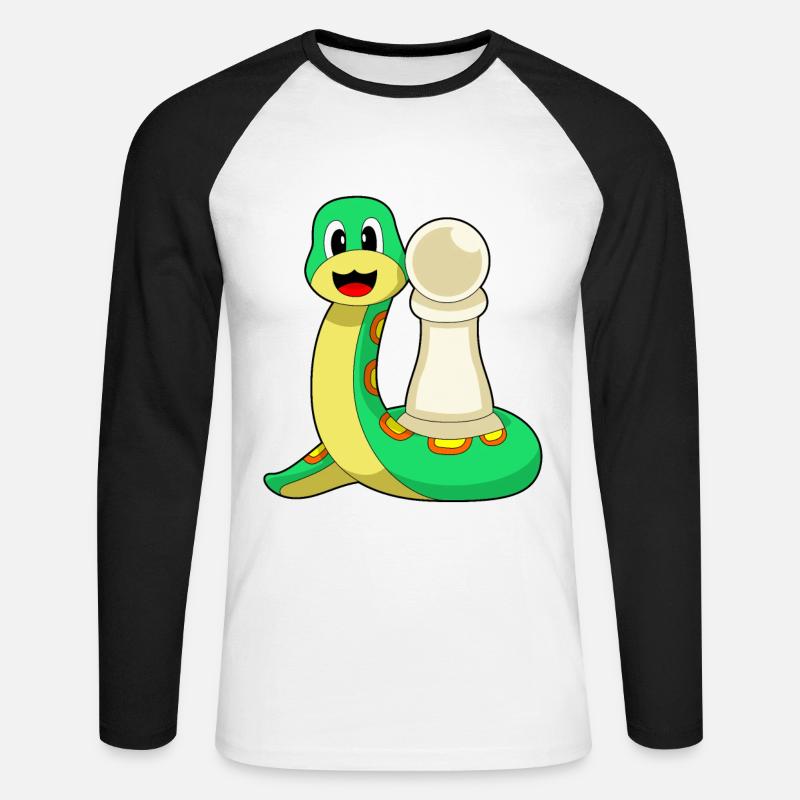 Schachfigur Bauer Schlange Schach - Unisex Baseballshirt langarm - Weiß/Schwarz