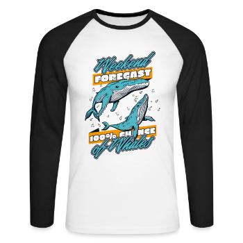 100% Chance Of Whales Blue Beluga Cetacea Whale - Unisex Long Sleeve Baseball T-Shirt - white/black - Front - Nik (191cm)