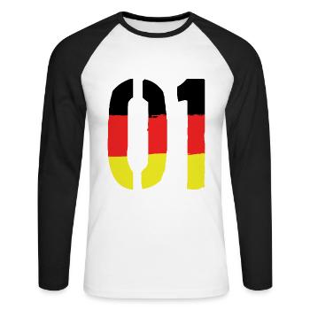 1 symbole numérique Allemagne - T-shirt baseball manches longues Homme - blanc/noir - Devant - Nik (191cm)