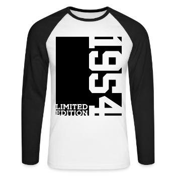 ÉDITION LIMITÉE 72E ANNIVERSAIRE 1954 - T-shirt baseball manches longues Homme - blanc/noir - Devant - Nik (191cm)