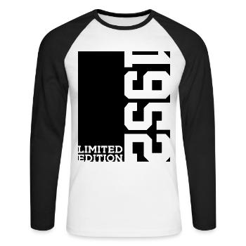 LIMITED EDITION 1952 74TH BIRTHDAY - Unisex Long Sleeve Baseball T-Shirt - white/black - Front - Nik (191cm)