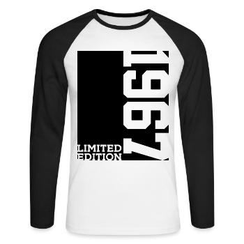 LIMITED EDITION 1967 59TH BIRTHDAY - Unisex Long Sleeve Baseball T-Shirt - white/black - Front - Nik (191cm)