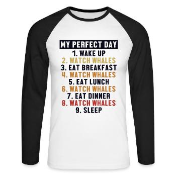 Watch Whales Perfect Day Blue Beluga Cachalot - Unisex Long Sleeve Baseball T-Shirt - white/black - Front - Nik (191cm)