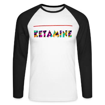 Nicht Lachen sondern Ketamin ist die beste Medizin - Unisex Baseballshirt langarm - Weiß/Schwarz - Vorne - Nik (191cm)