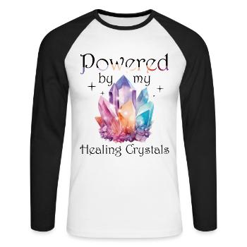 Funny Gemstone Chakra Healer Spiritual - Unisex Long Sleeve Baseball T-Shirt - white/black - Front - Nik (191cm)