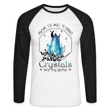 Funny Gemstone Chakra Healer Spiritual - Unisex Long Sleeve Baseball T-Shirt - white/black - Front - Nik (191cm)