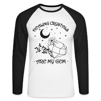 Funny Gemstone Chakra Healer Spiritual - Unisex Long Sleeve Baseball T-Shirt - white/black - Front - Nik (191cm)