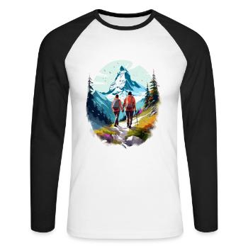 Zermatt, Matterhorn, Matterhorn mountain, hiker - Unisex Long Sleeve Baseball T-Shirt - white/black - Front - Nik (191cm)