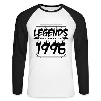 Légende 1996 - Année de construction 1996 - Année de construction 1996 - T-shirt baseball manches longues Homme - blanc/noir - Devant - Nik (191cm)
