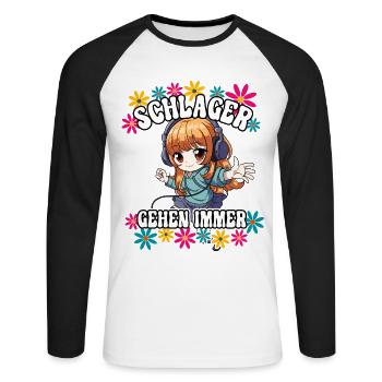 Schlager Gehen Immer - Unisex Baseballshirt langarm - Weiß/Schwarz - Vorne - Nik (191cm)