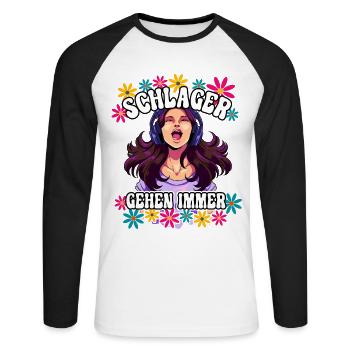 Schlager Gehen Immer - Unisex Baseballshirt langarm - Weiß/Schwarz - Vorne - Nik (191cm)