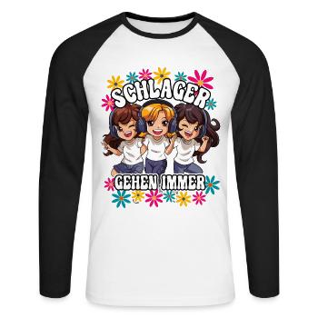 Schlager Gehen Immer - Unisex Baseballshirt langarm - Weiß/Schwarz - Vorne - Nik (191cm)