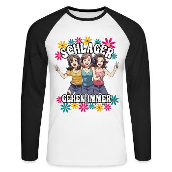 Schlager Gehen Immer - Unisex Baseballshirt langarm - Weiß/Schwarz - Vorne - Nik (191cm)