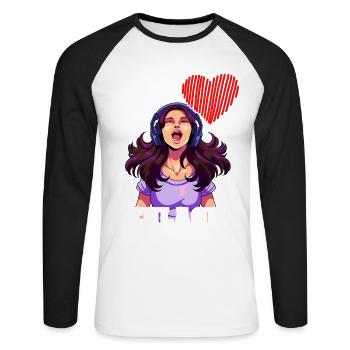 Ich Liebe Schlager - Unisex Baseballshirt langarm - Weiß/Schwarz - Vorne - Nik (191cm)
