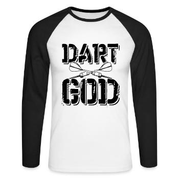 dart darts - Unisex Baseballshirt langarm - Weiß/Schwarz - Vorne - Nik (191cm)