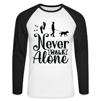 Never walk alone walking with Dog - Unisex Long Sleeve Baseball T-Shirt - white/black - Front - Nik (191cm)