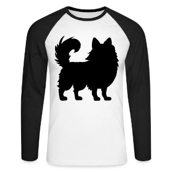 Pomeranian Zwergspitz - Unisex Baseballshirt langarm - Weiß/Schwarz - Vorne - Nik (191cm)